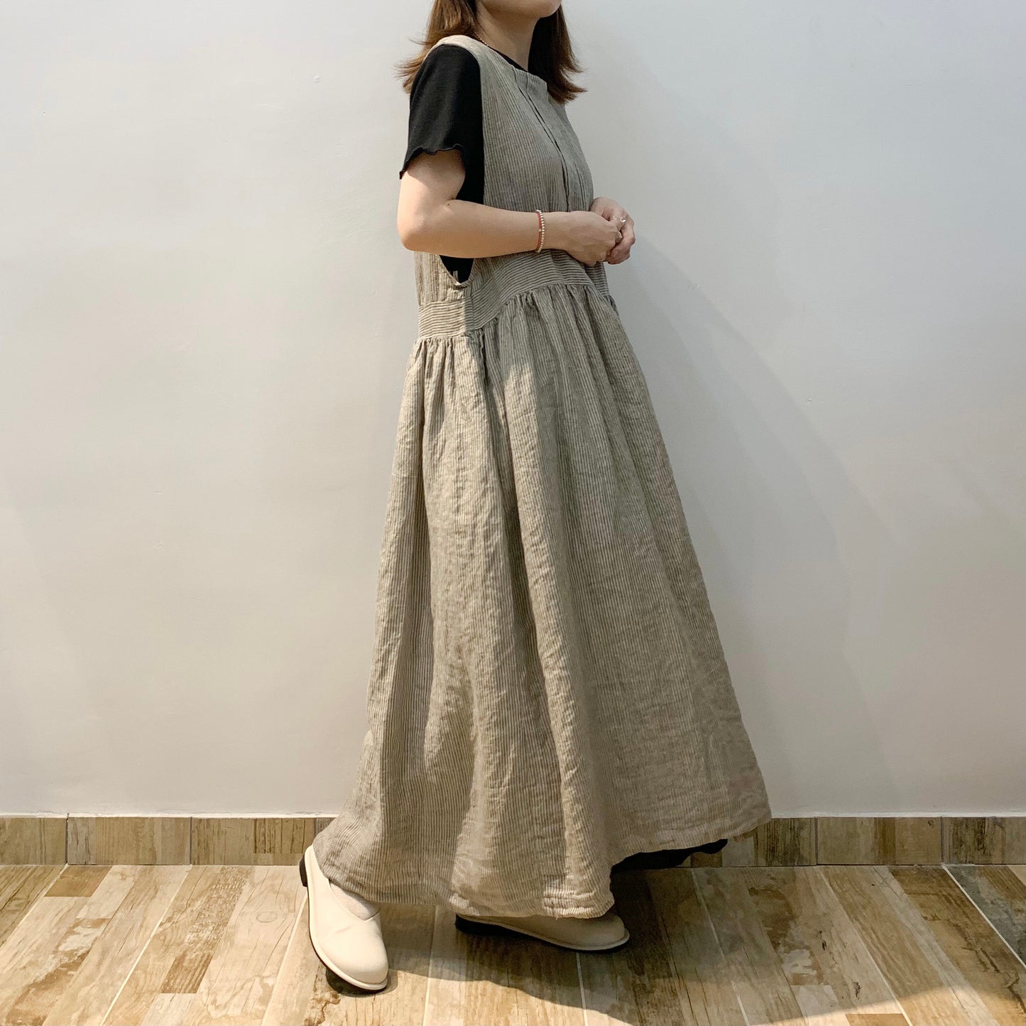 2 Way Ribbon Stripe Linen One Piece