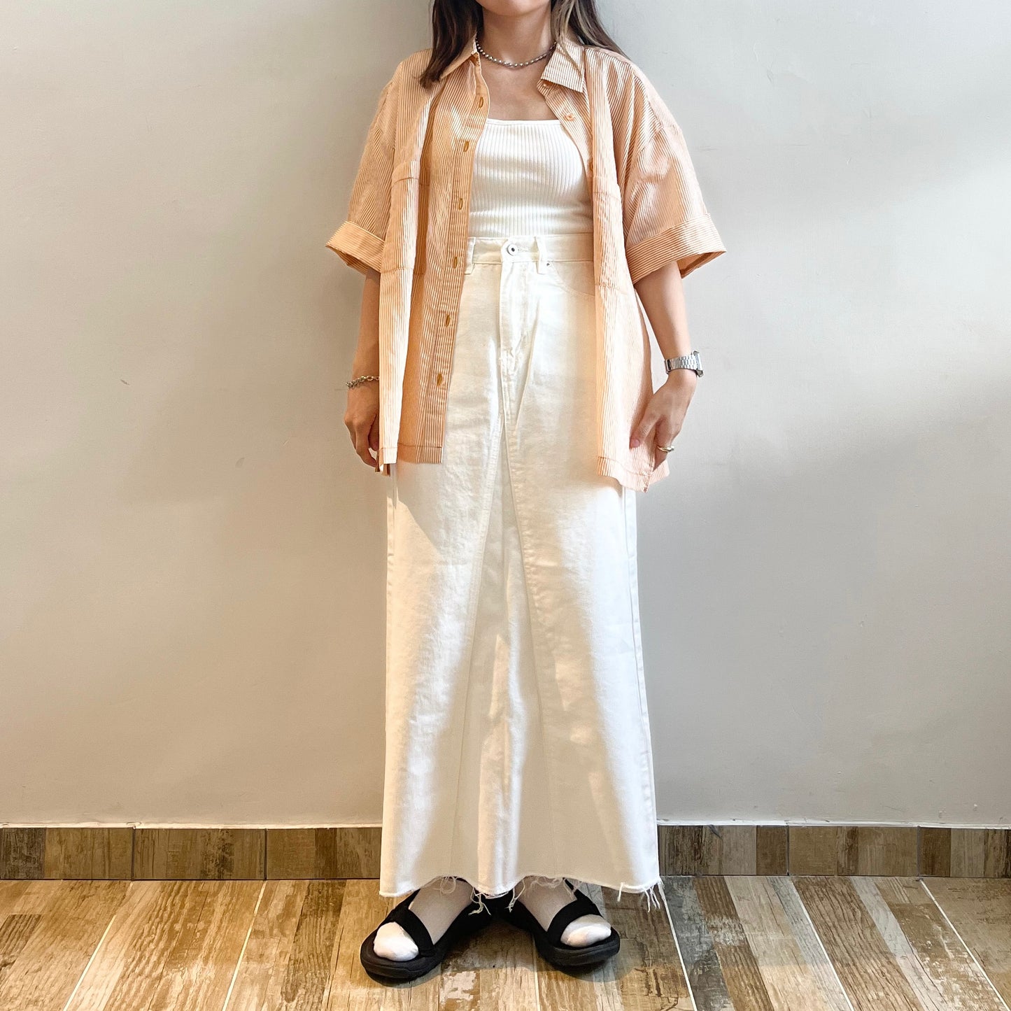 Stripe Short Sleeve Big Shirt