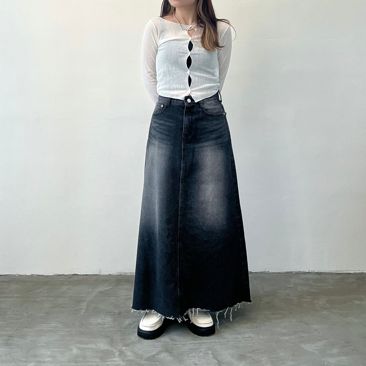 SK17- 蘇蘇腳洗水牛仔裙| Blue | Grey | Black