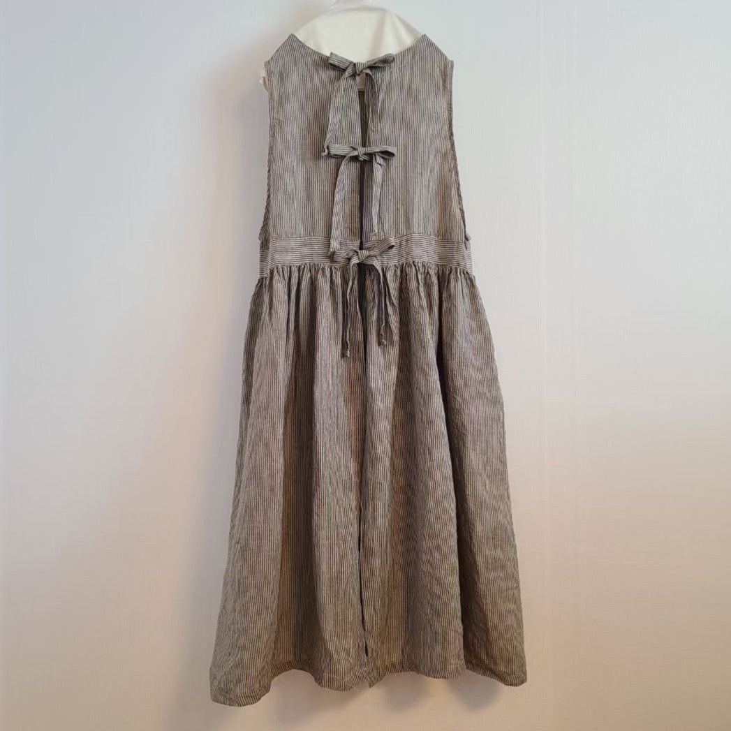 2 Way Ribbon Stripe Linen One Piece
