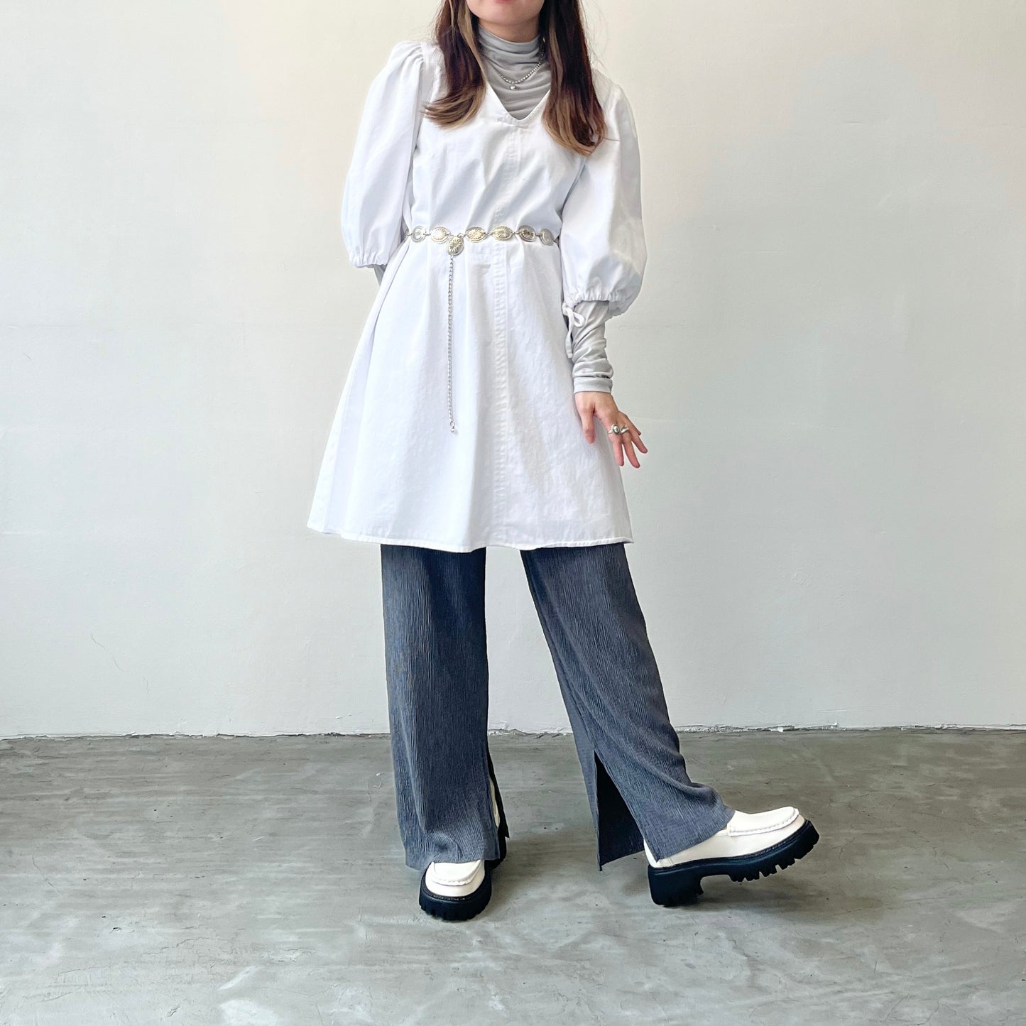 OP14- Ribbon Sleeve One Piece | White | Black