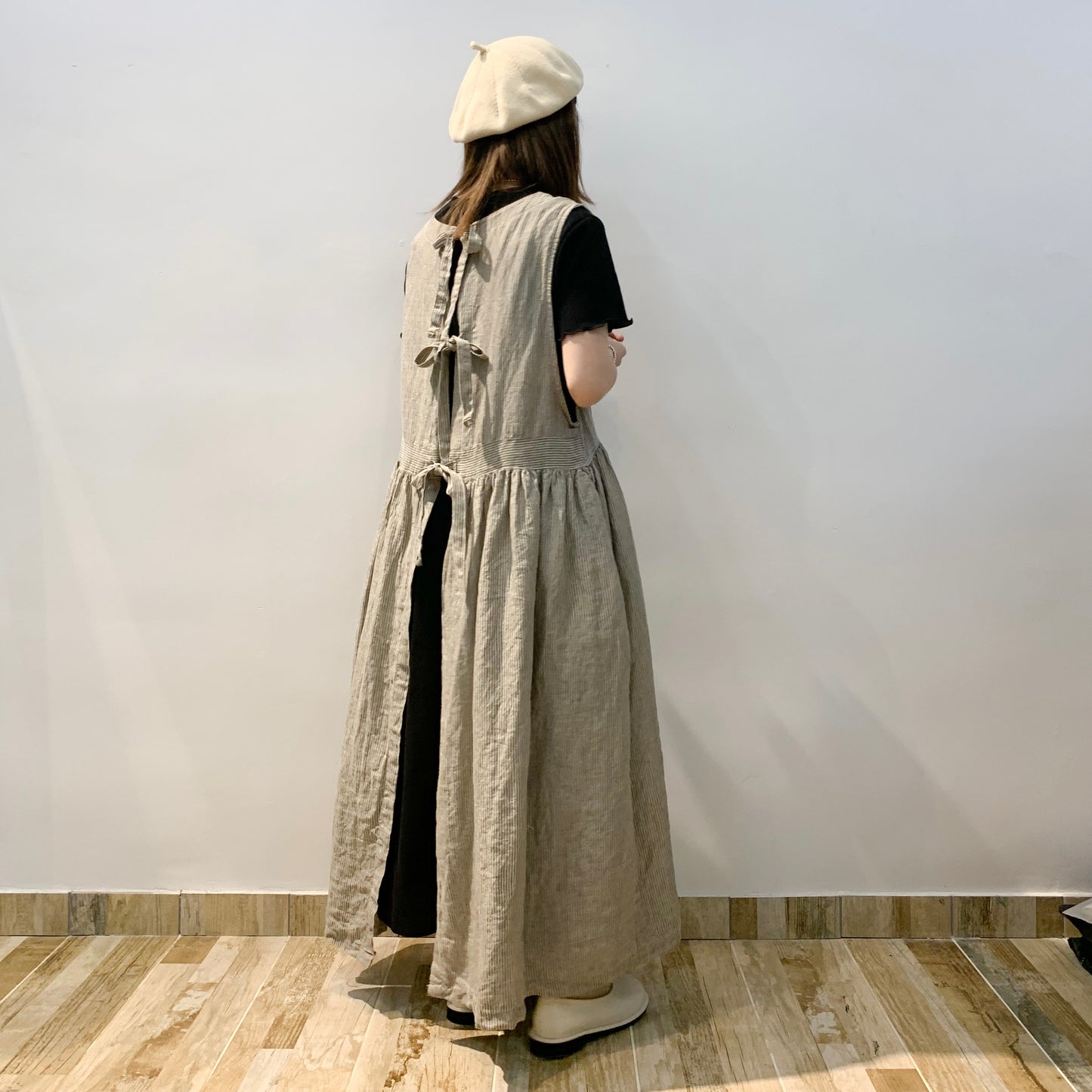 2 Way Ribbon Stripe Linen One Piece