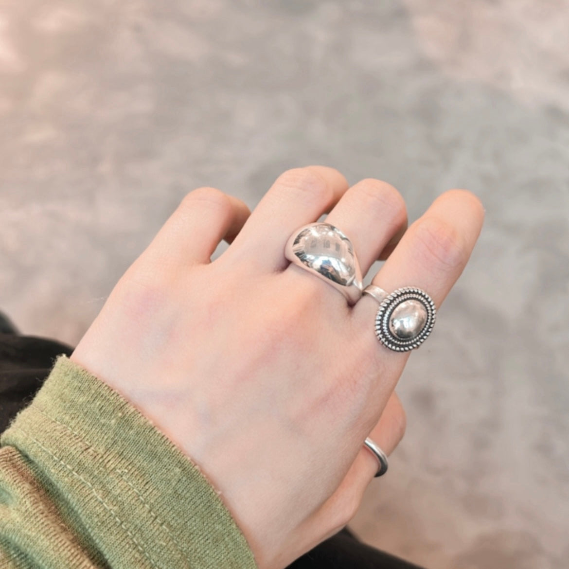 人氣選物 AC44- S925 Big Olive Ring