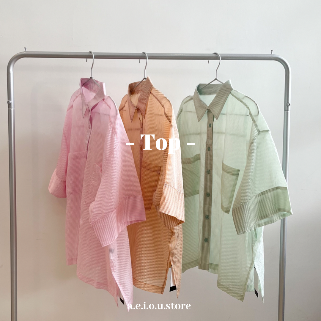 Stripe Short Sleeve Big Shirt