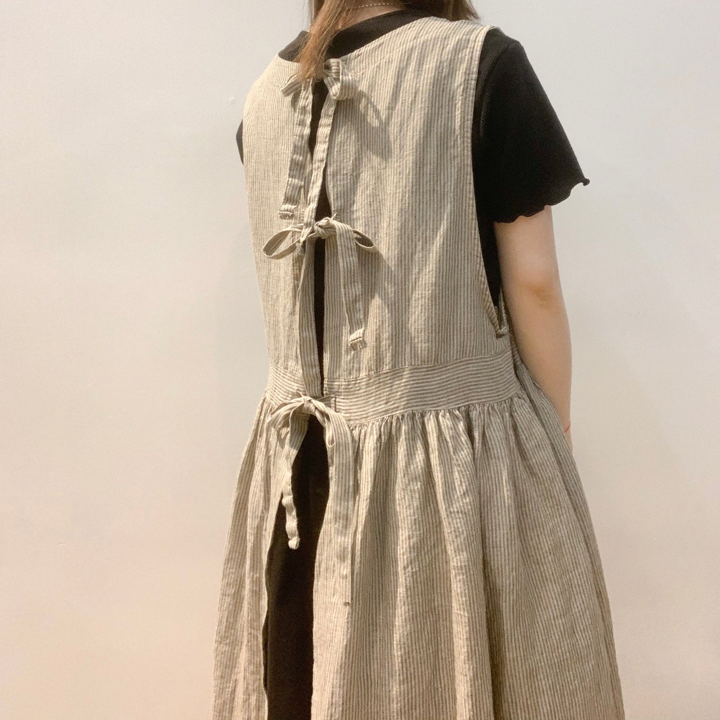 2 Way Ribbon Stripe Linen One Piece