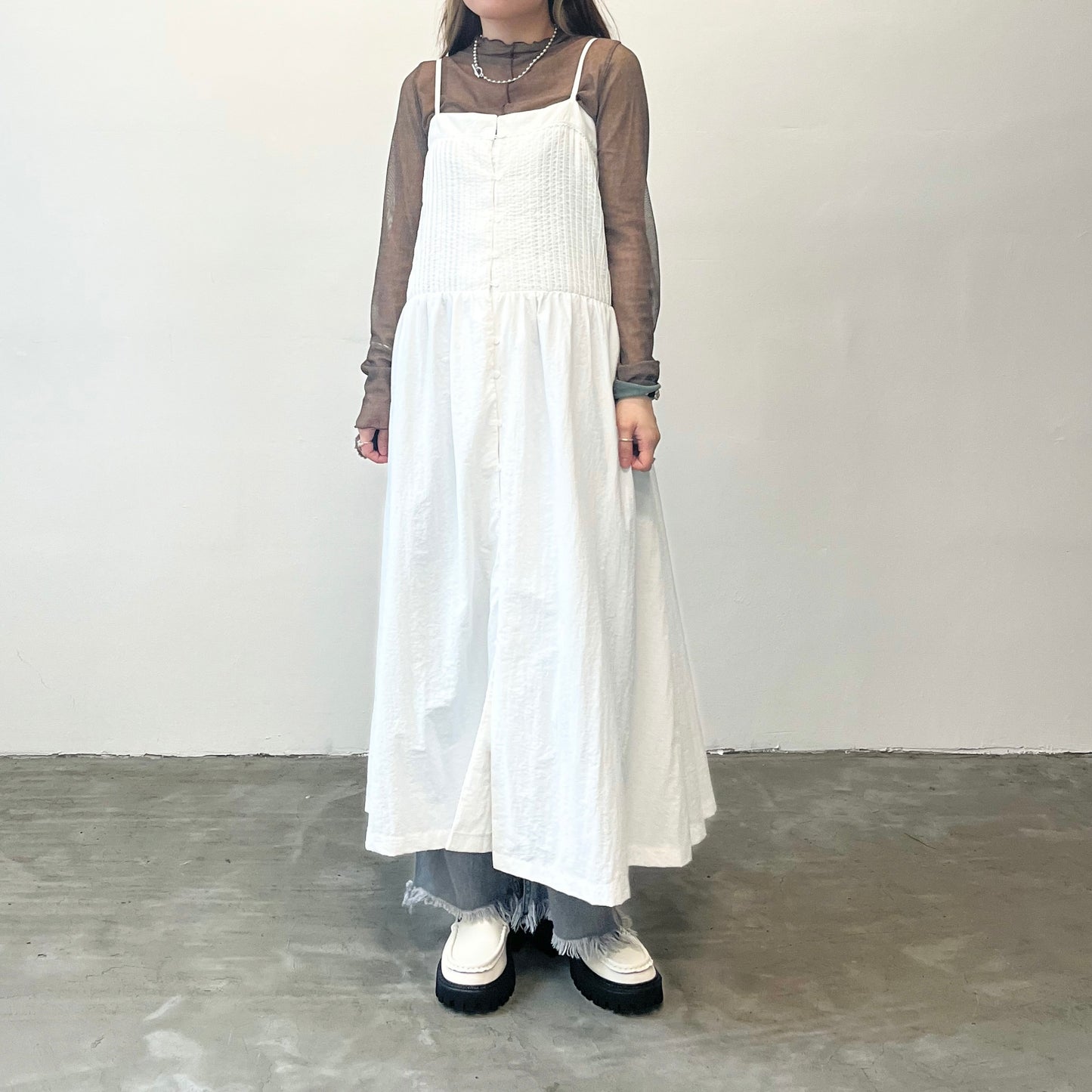 OP19- Pleaded Button One Piece | White | Black