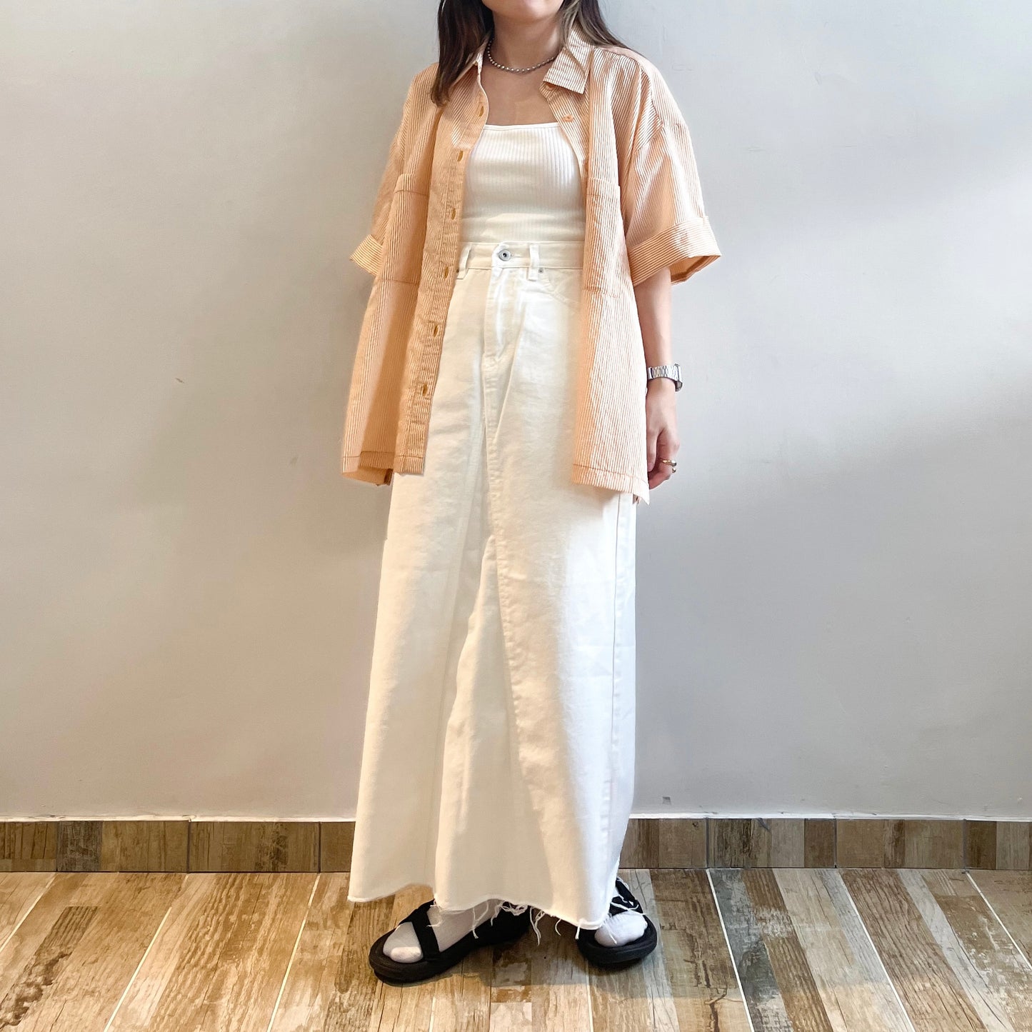 Stripe Short Sleeve Big Shirt