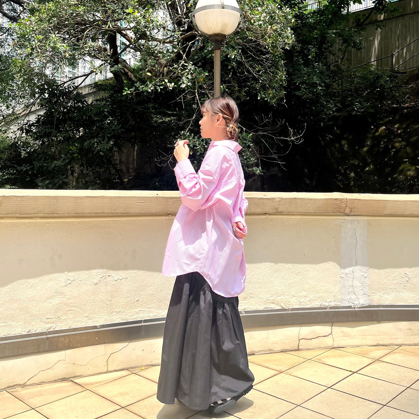 TP127- Button Shirt | Pink | Green
