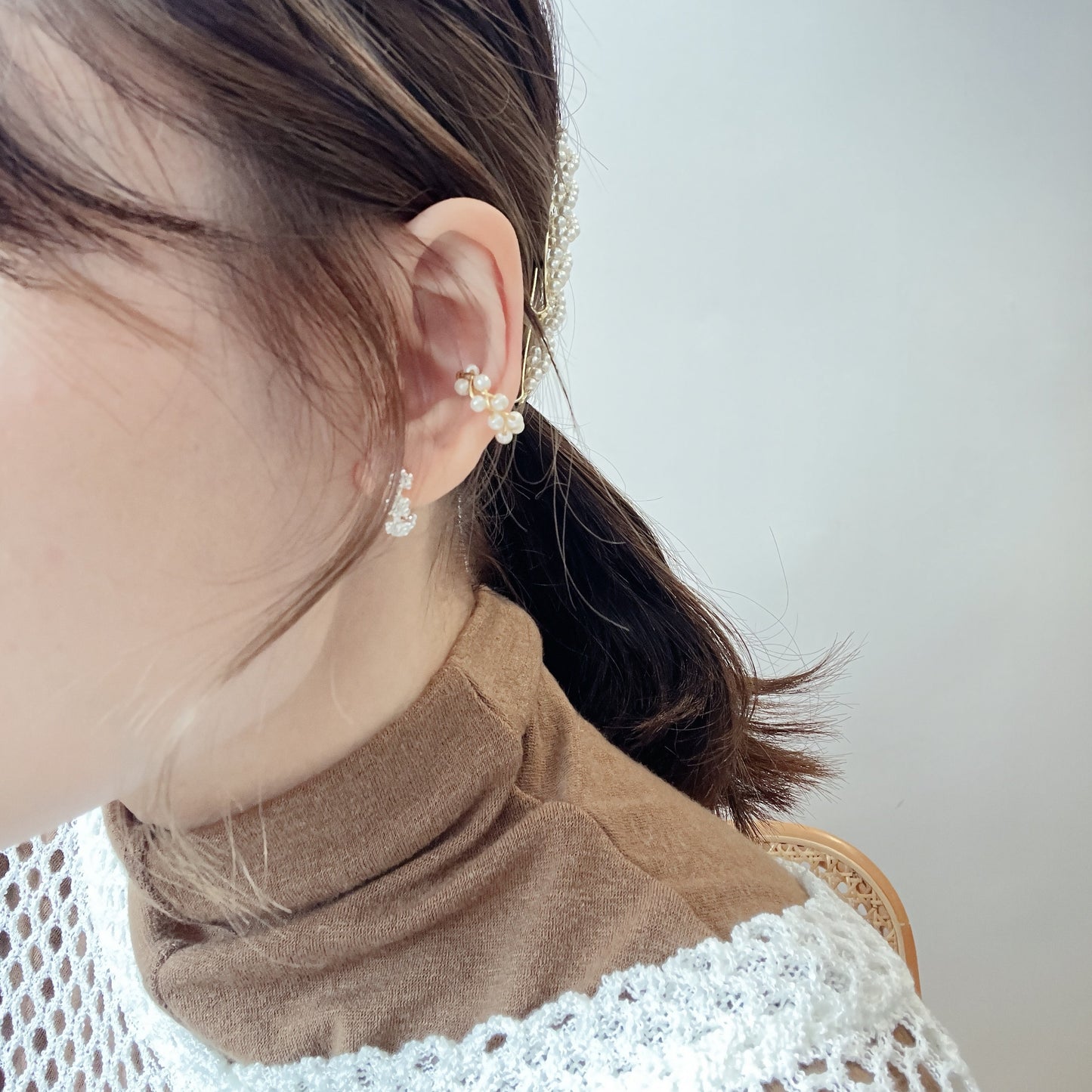Double Pear Round Ear Cuff