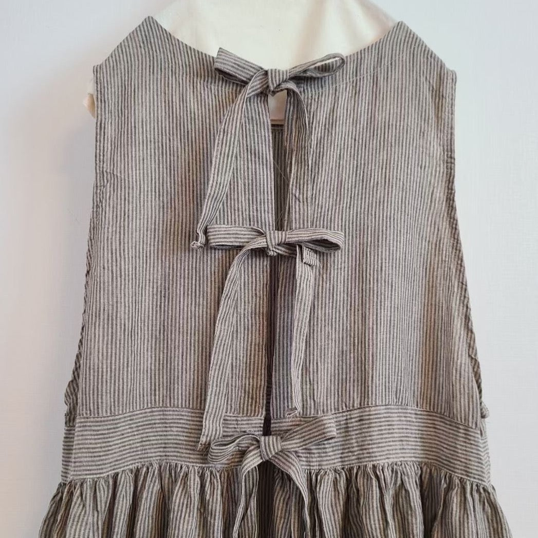 2 Way Ribbon Stripe Linen One Piece