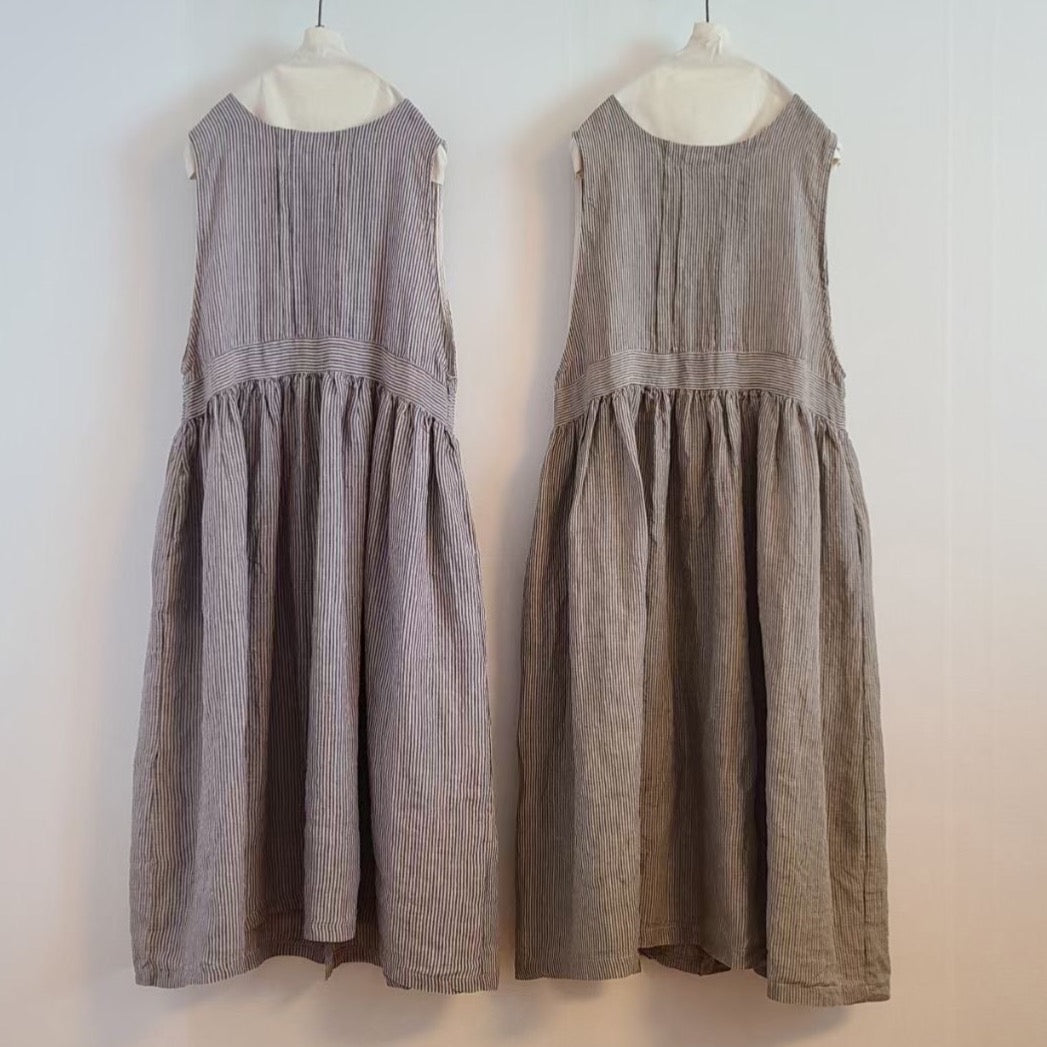 2 Way Ribbon Stripe Linen One Piece
