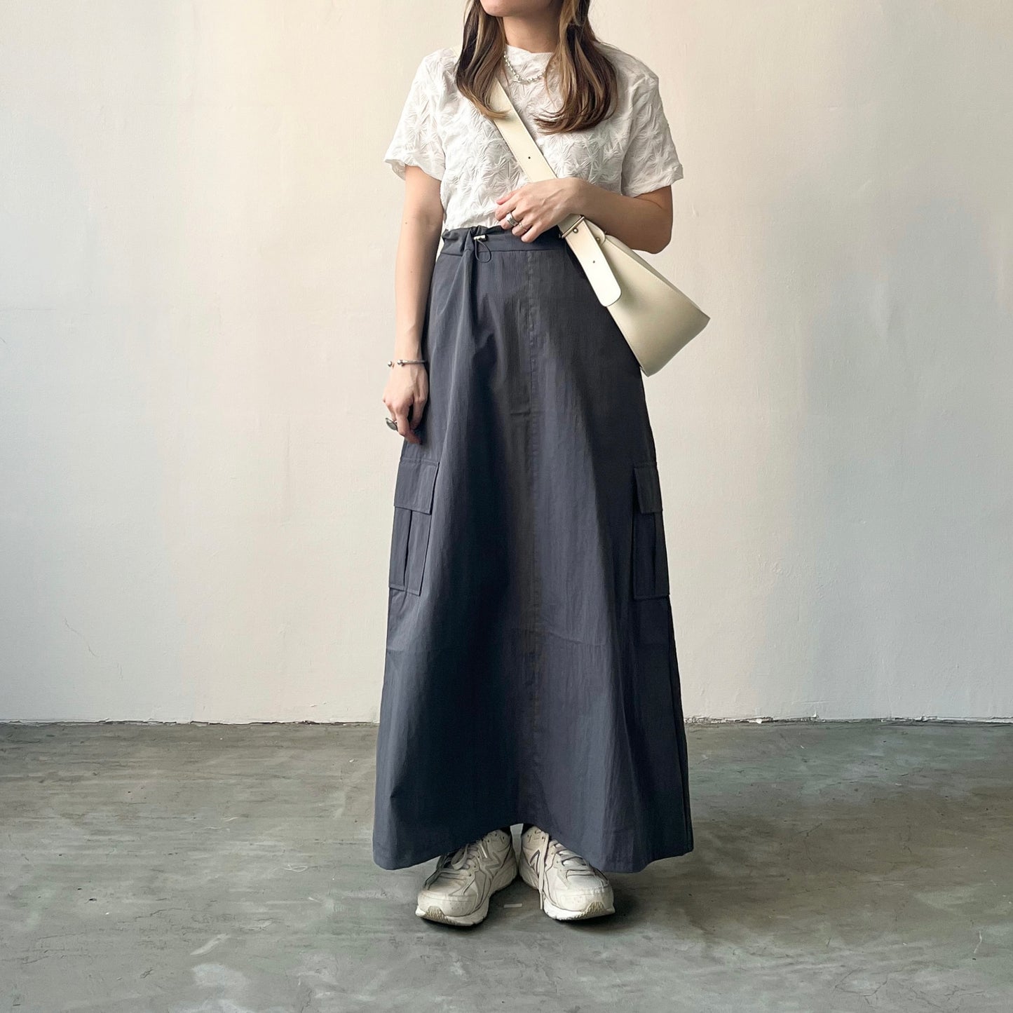 SK15- windbreaker skirt | White | Grey | Pink