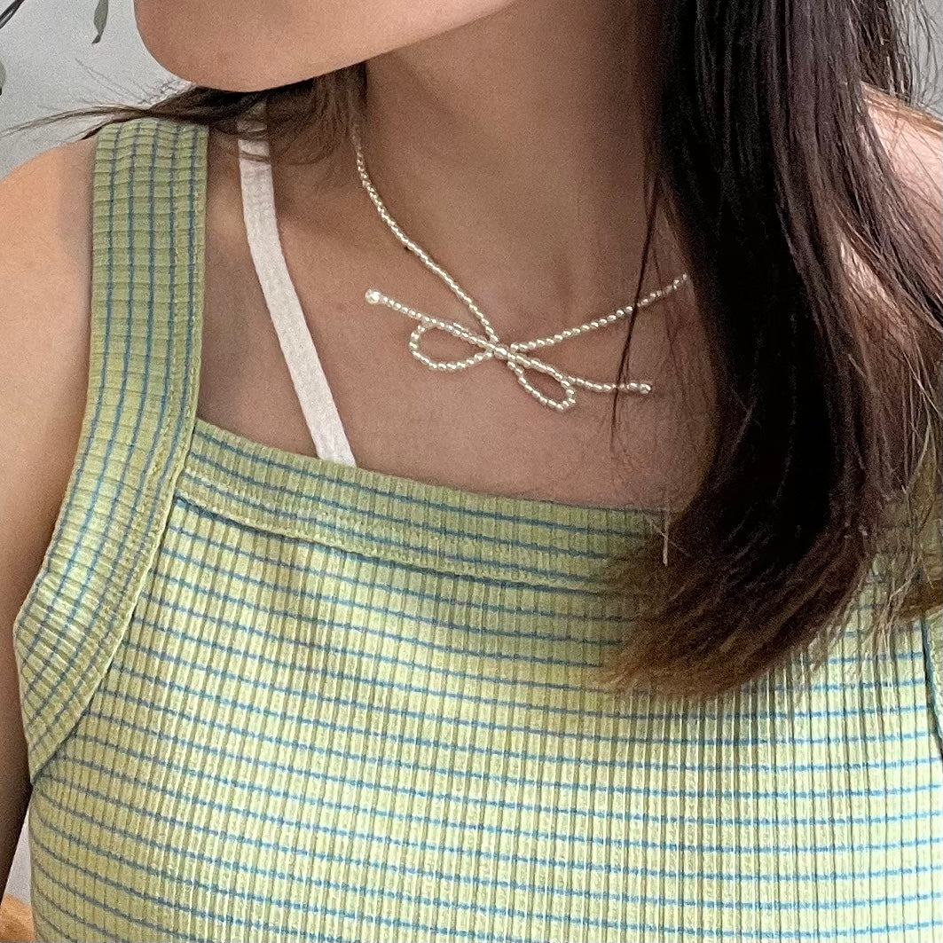 Ribbon Pearl Necklace