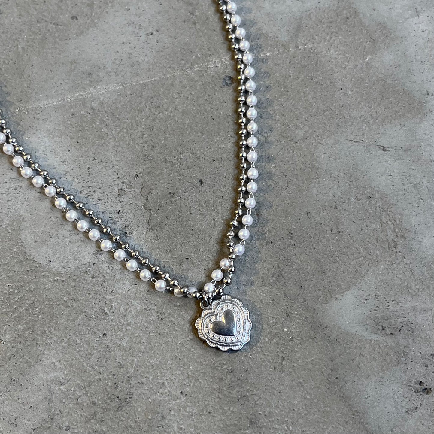 AC32- Heart Double Necklace