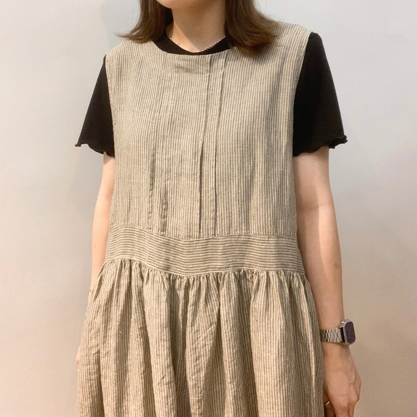 2 Way Ribbon Stripe Linen One Piece
