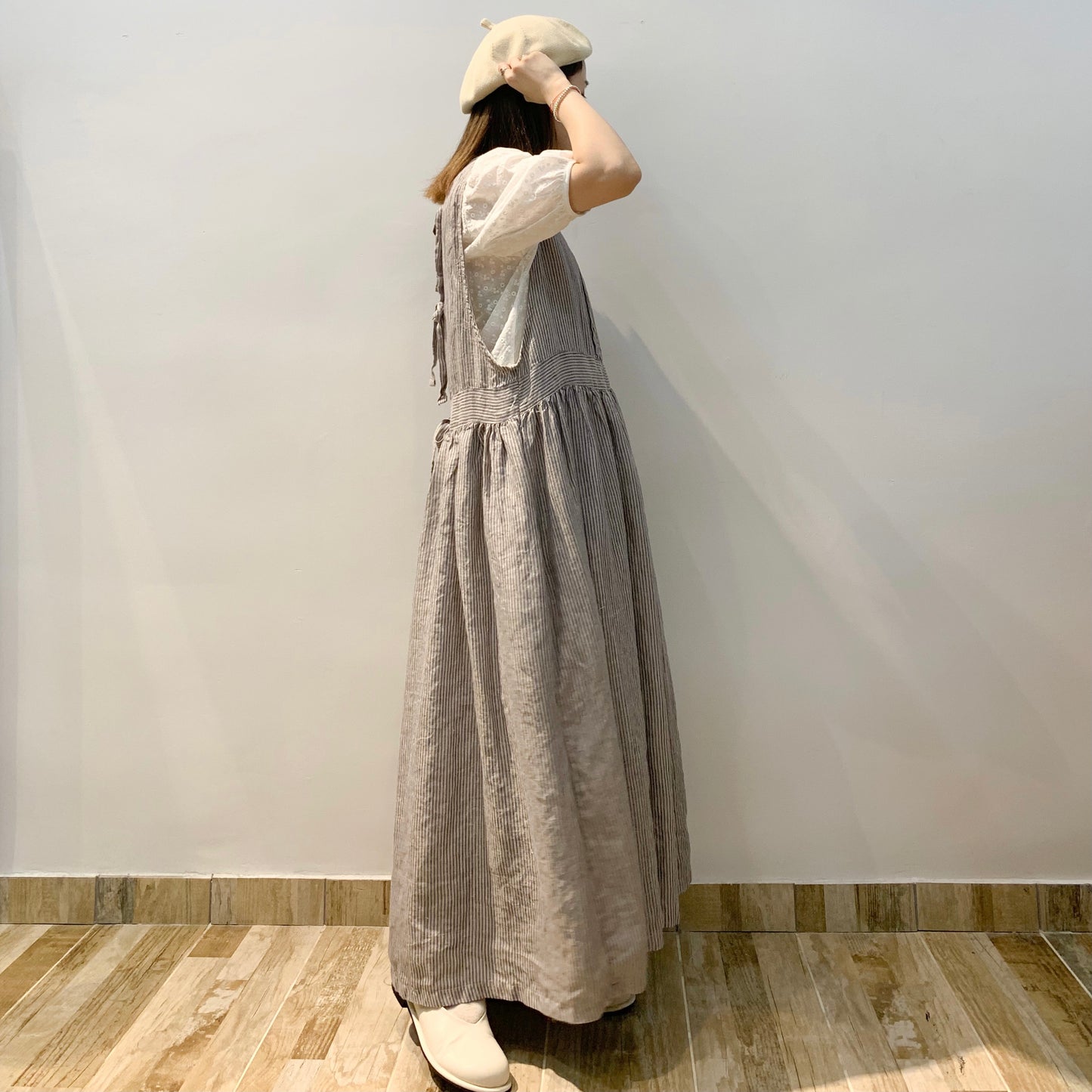2 Way Ribbon Stripe Linen One Piece