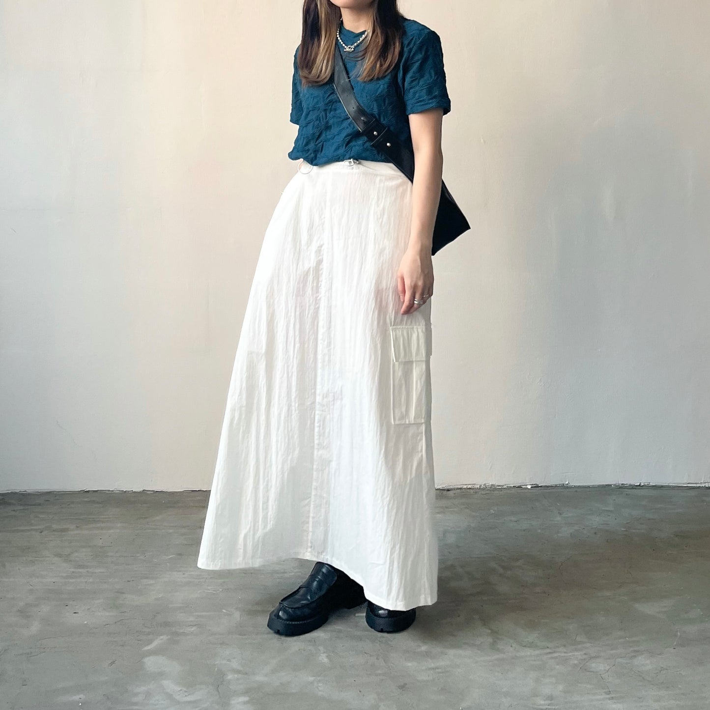 SK15- windbreaker skirt | White | Grey | Pink