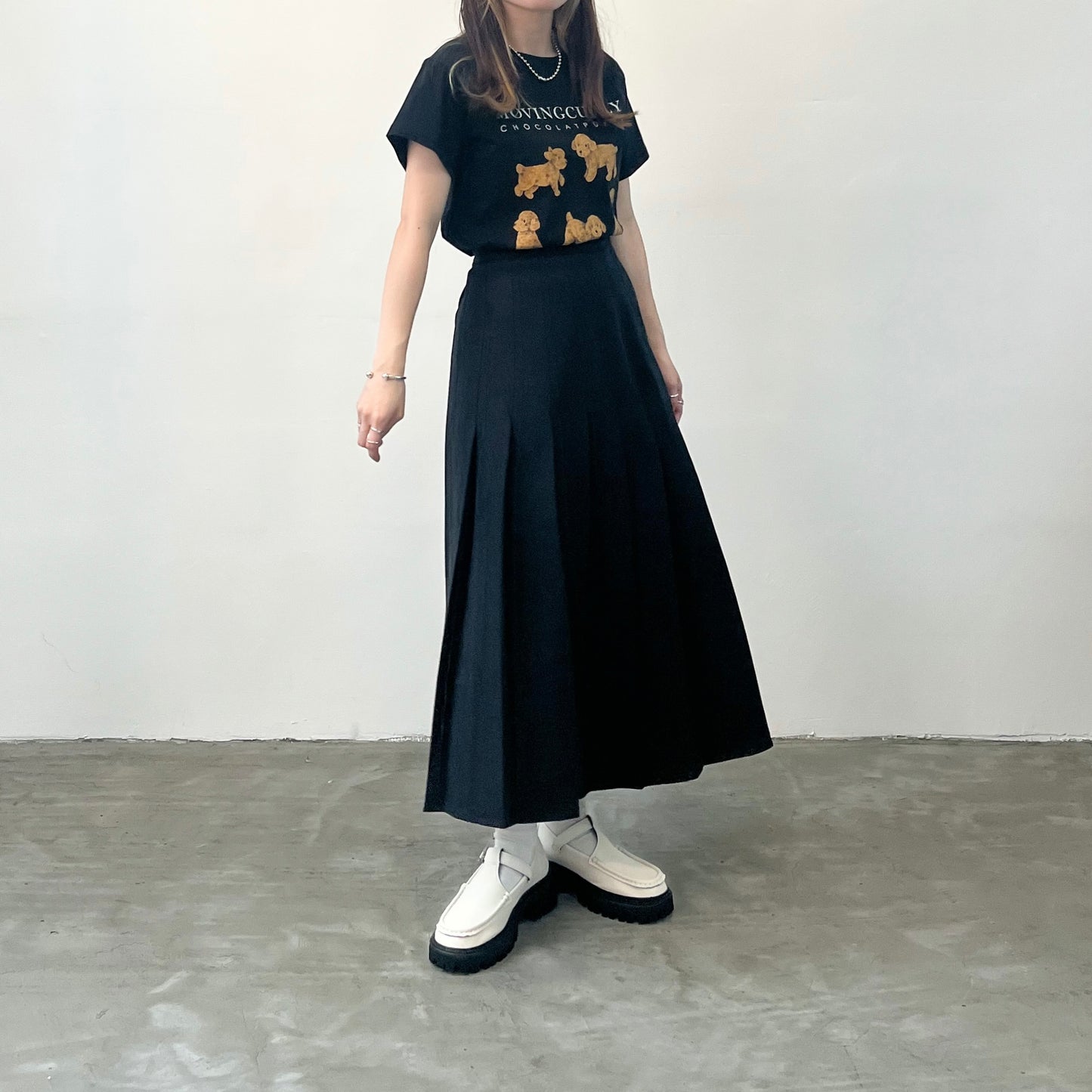 SK18- Pleated Skirt | Grey | Black