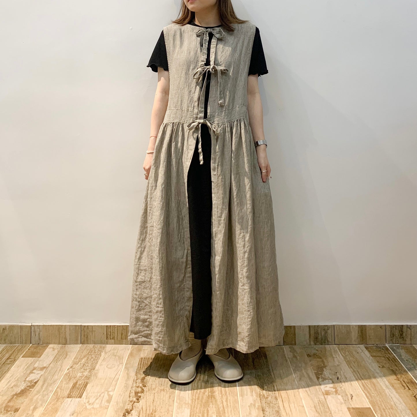 2 Way Ribbon Stripe Linen One Piece