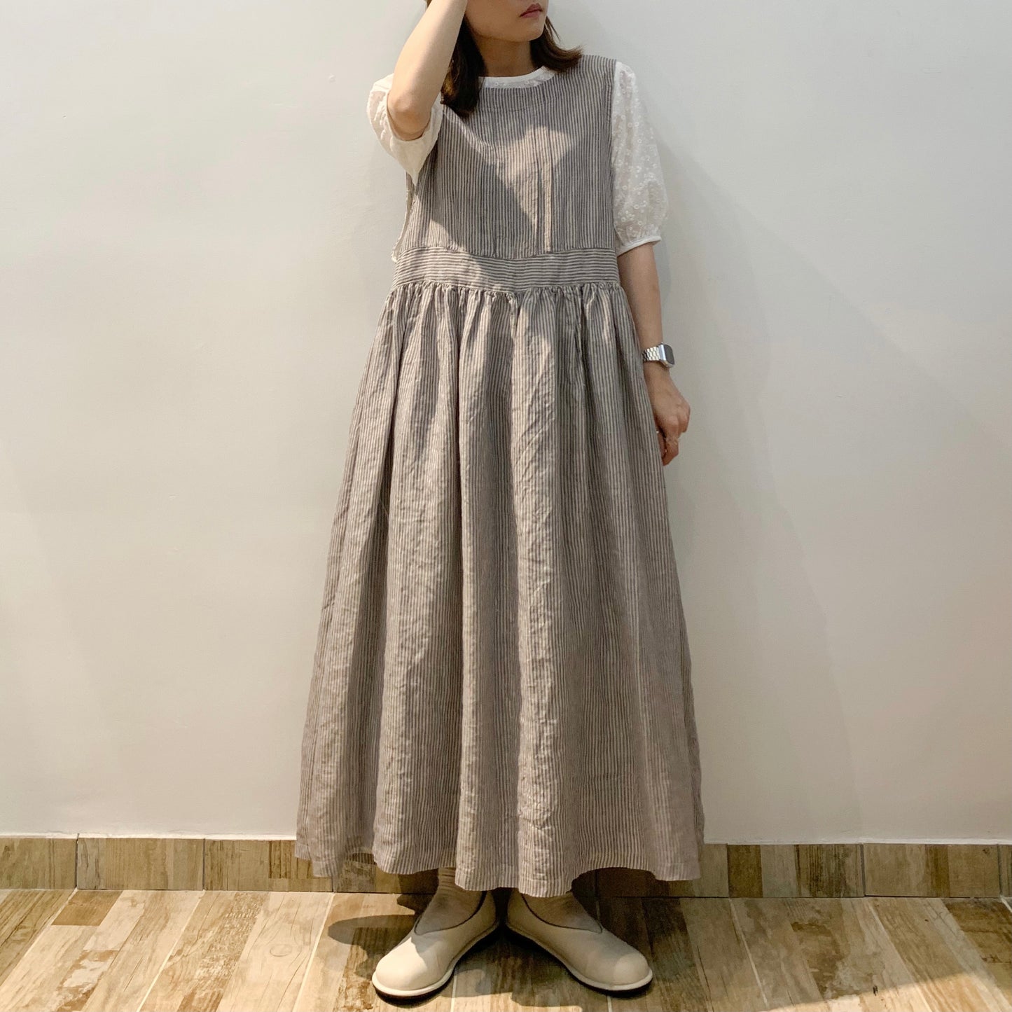 2 Way Ribbon Stripe Linen One Piece