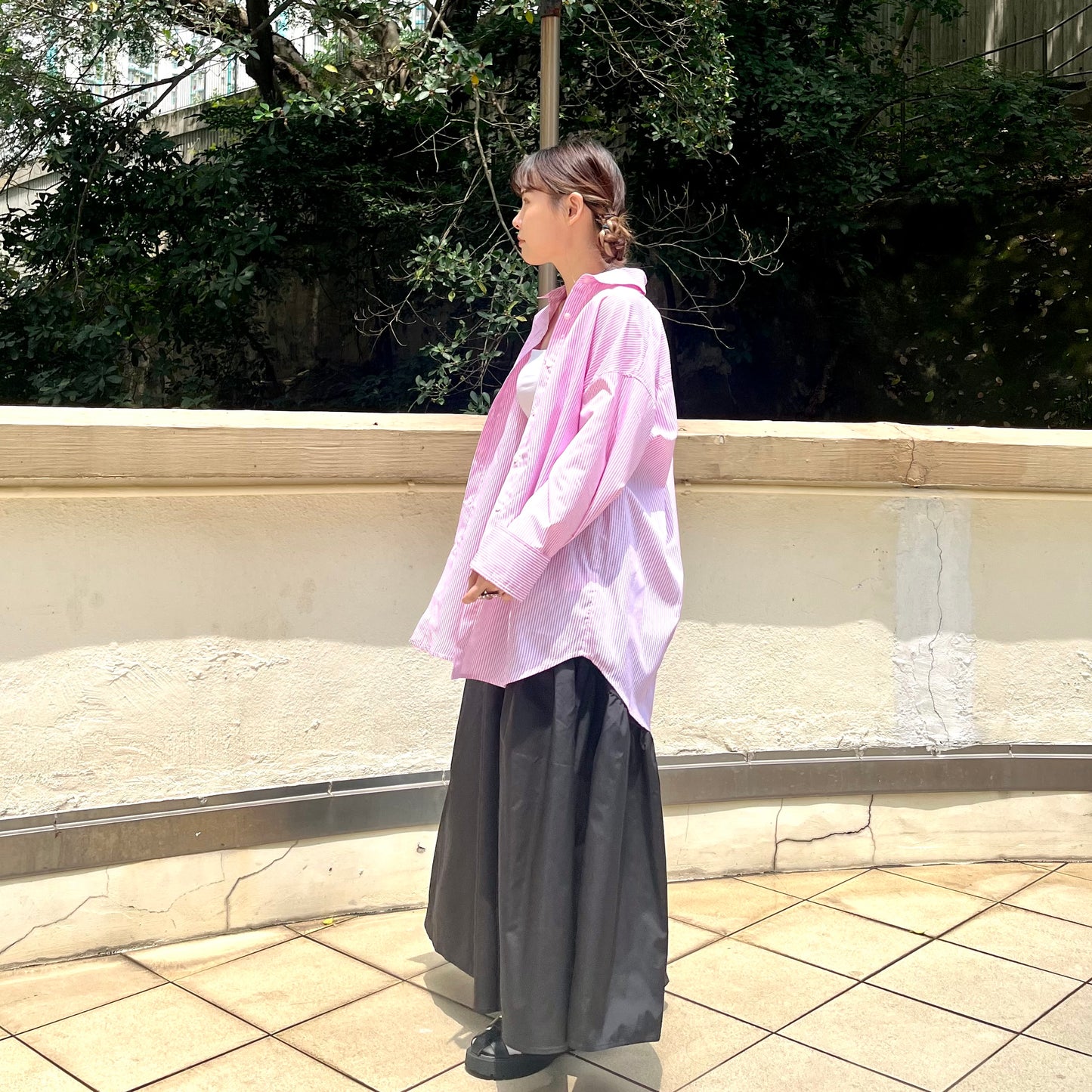 TP127- Button Shirt | Pink | Green
