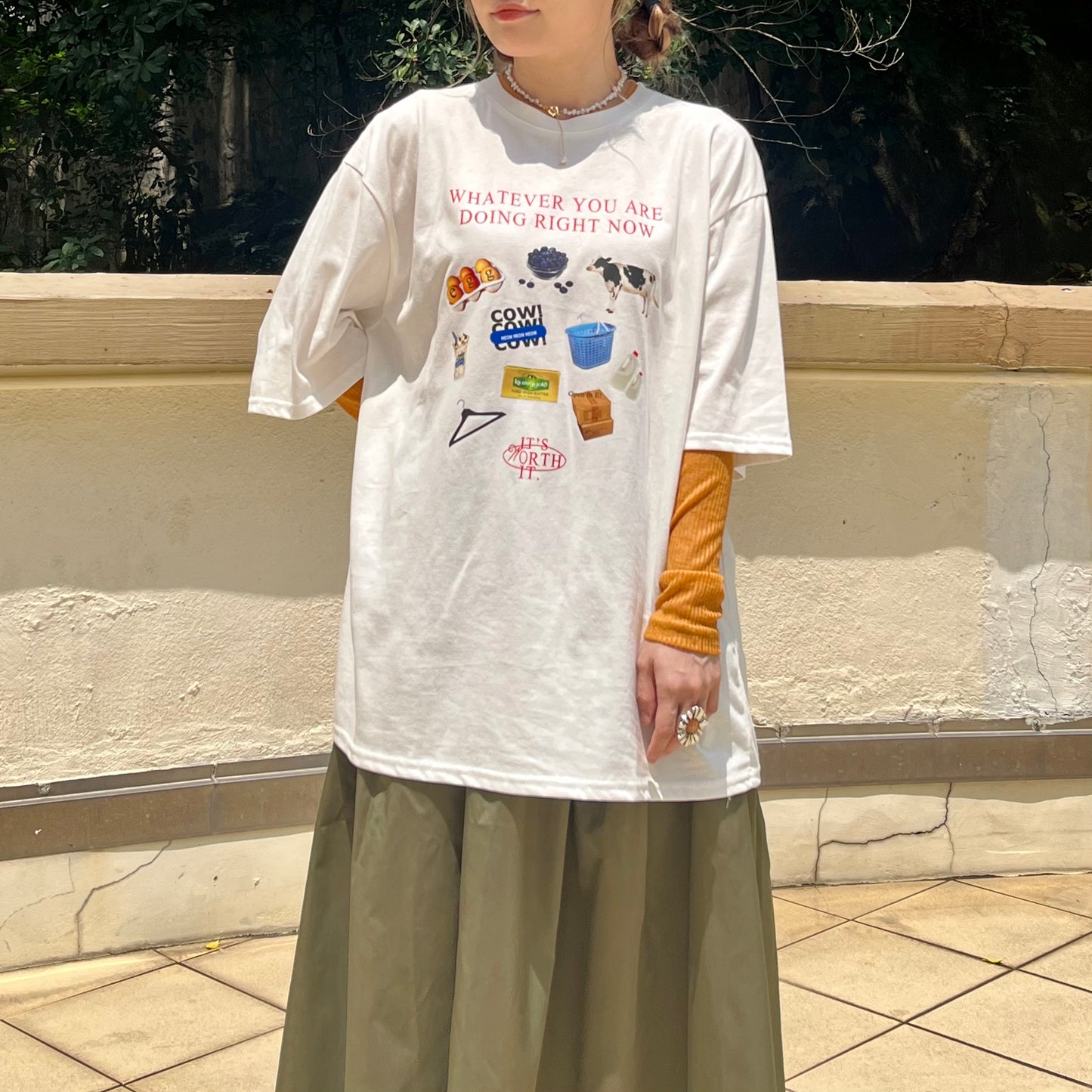 TP129- Cow Print Tee | White | Grey