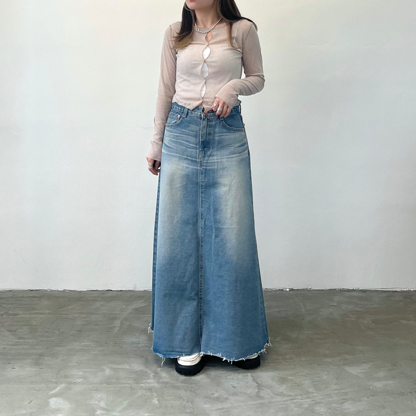 SK17- 蘇蘇腳洗水牛仔裙| Blue | Grey | Black