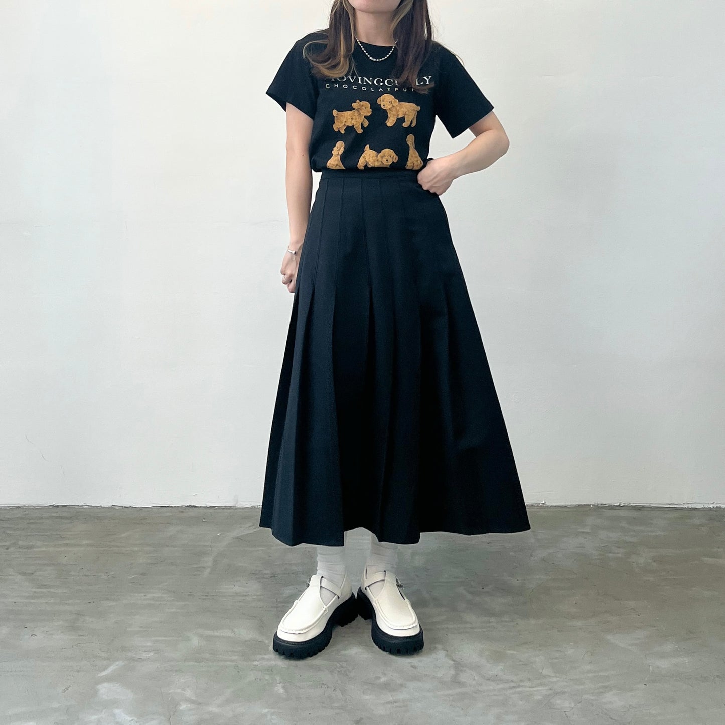 SK18- Pleated Skirt | Grey | Black