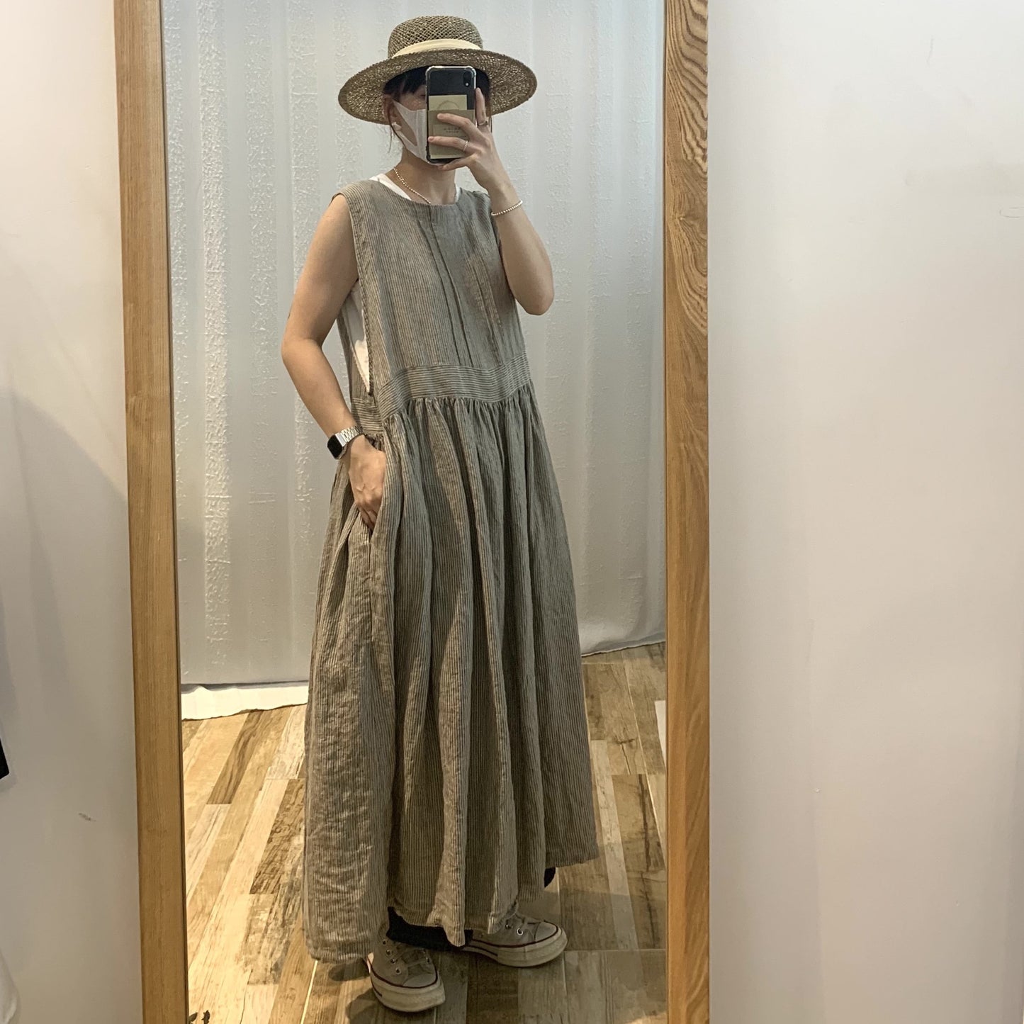 2 Way Ribbon Stripe Linen One Piece