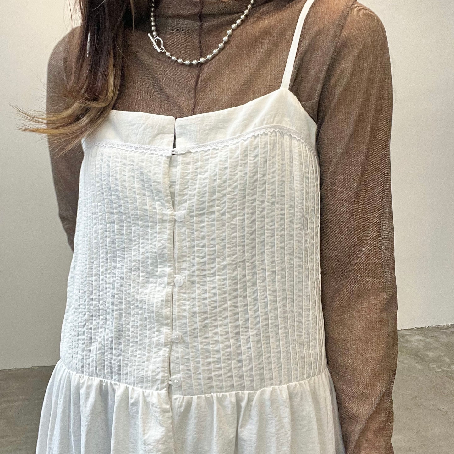 OP19- Pleaded Button One Piece | White | Black