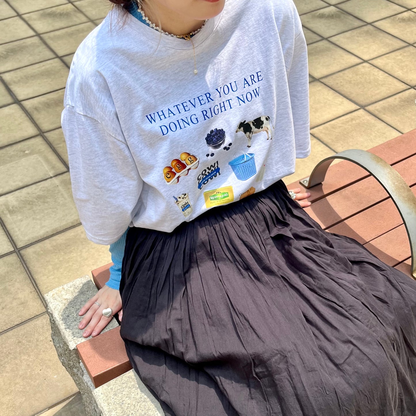 TP129- Cow Print Tee | White | Grey