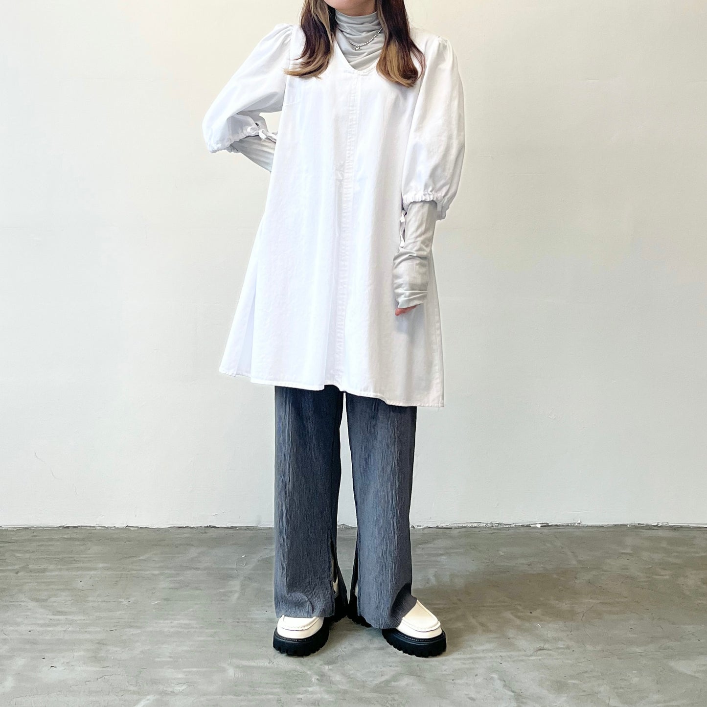 OP14- Ribbon Sleeve One Piece | White | Black