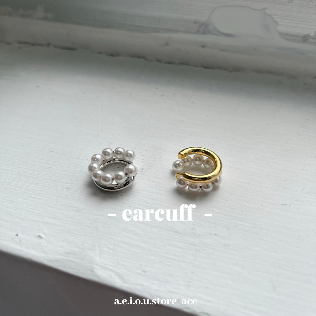 Pearl double round ear cuff