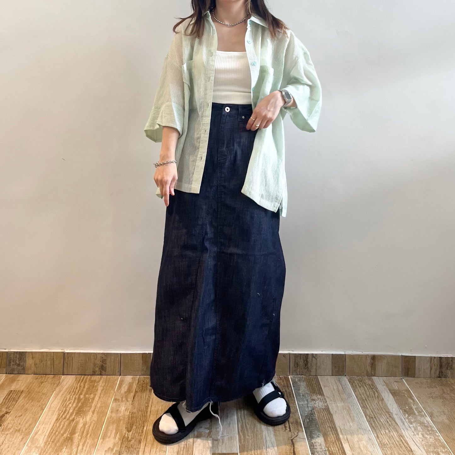 Stripe Short Sleeve Big Shirt