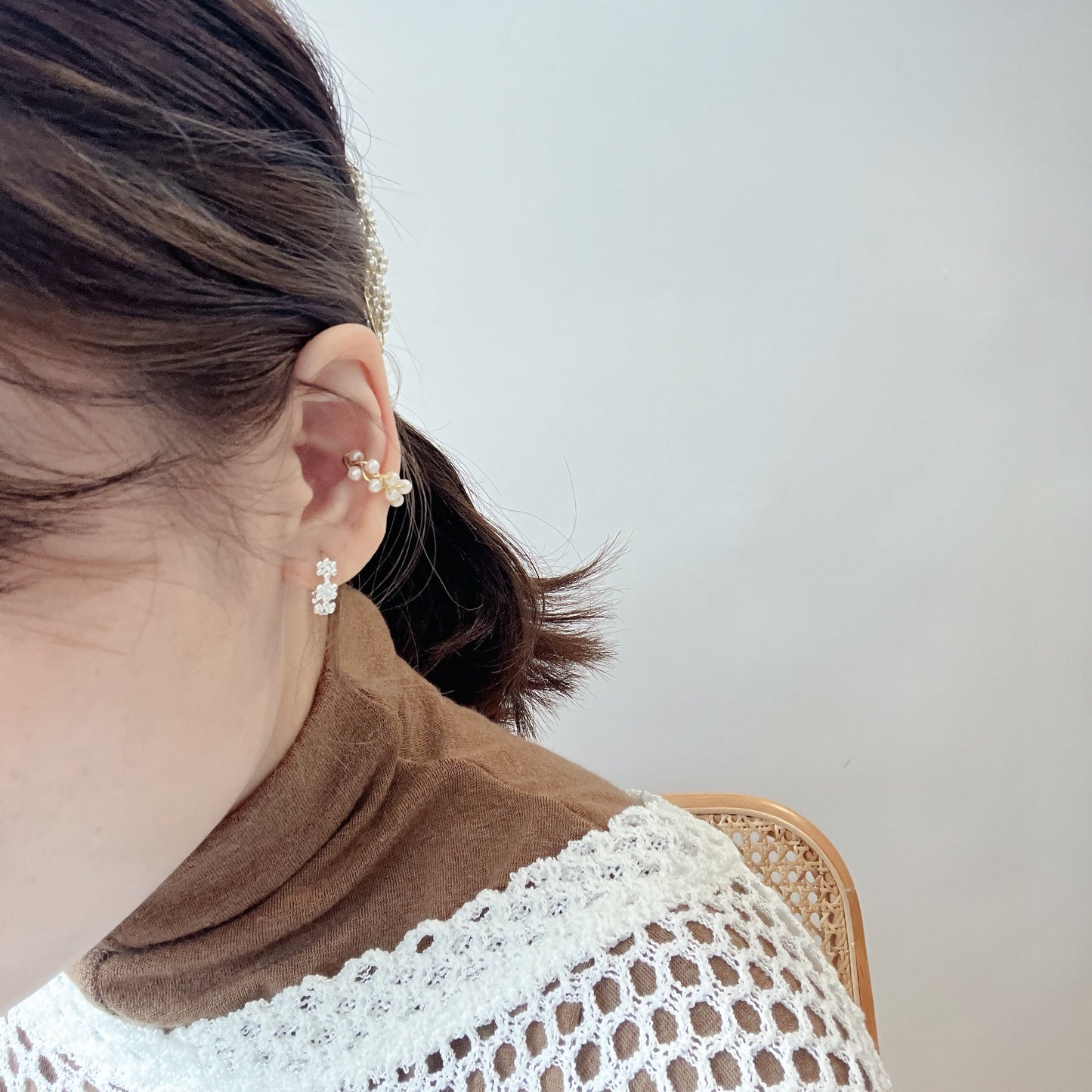 Double Pear Round Ear Cuff