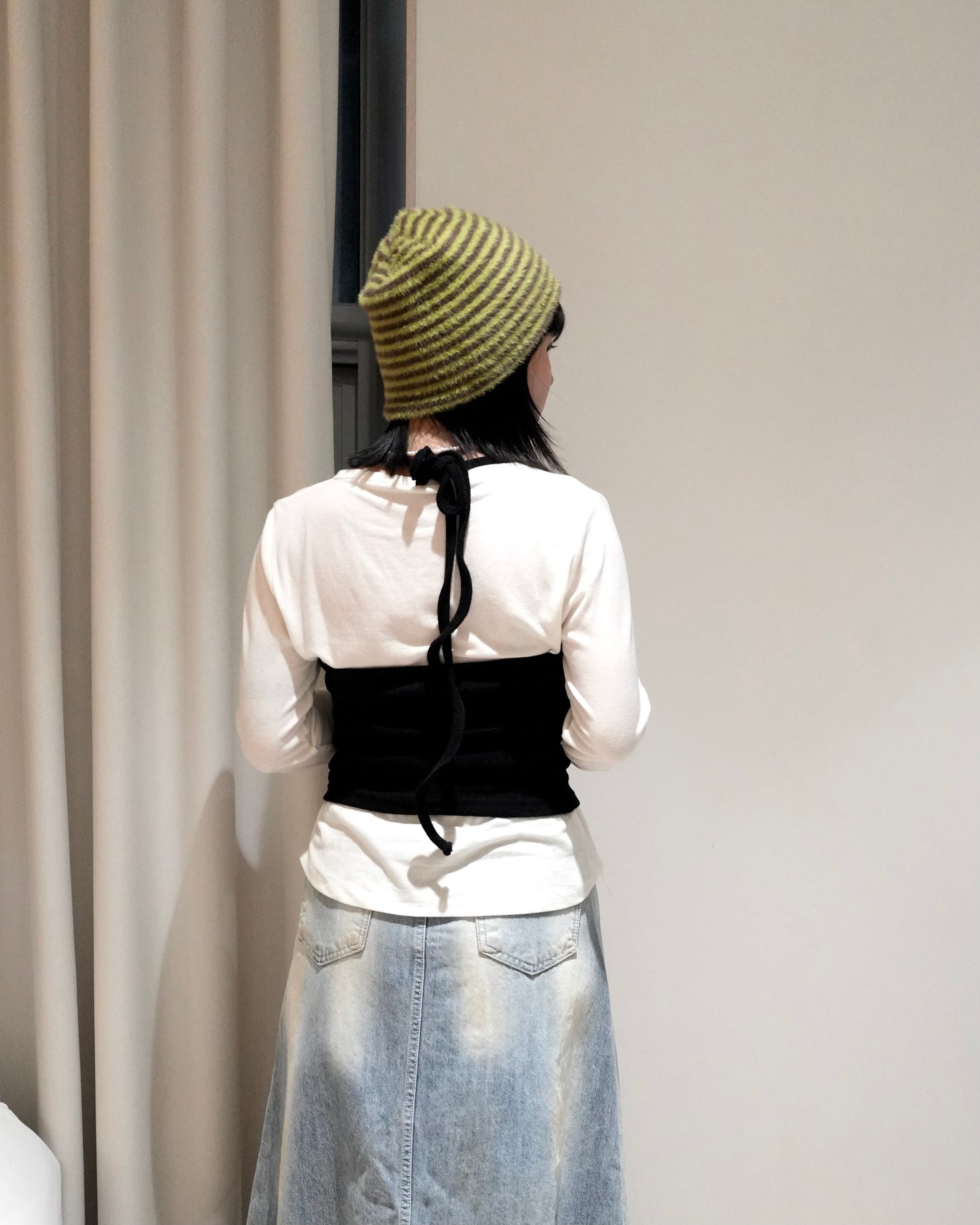 TP700- 直紋後綁吊帶背心 | Grey | Brown | Black