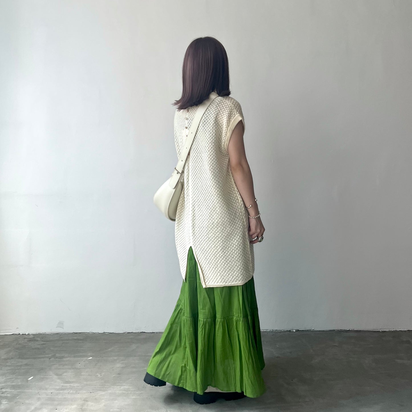 TP169 - Knitwear Vest | Ivory | Green