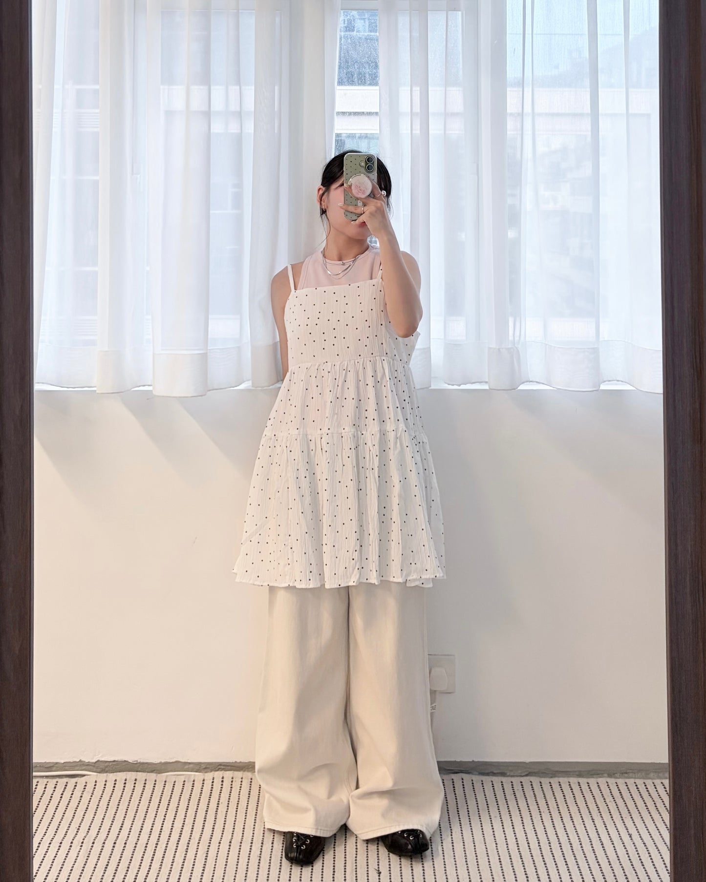 OP79- Dot Tunic Cami One-Piece | White Dot | Black Dot