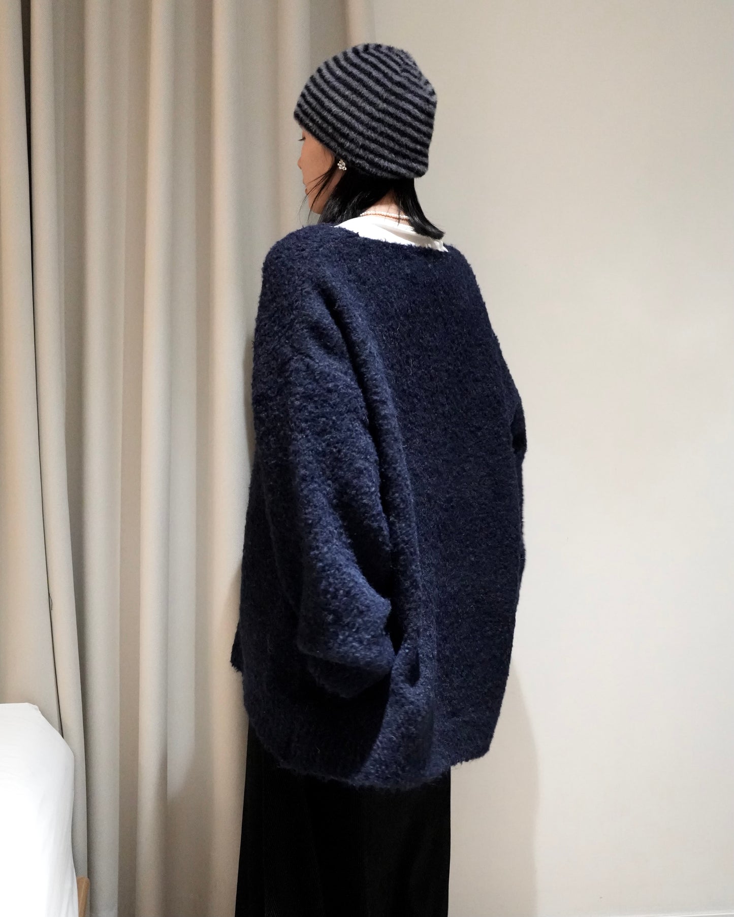 TP701- Knit With Scarf Set | White | Navy | Grey