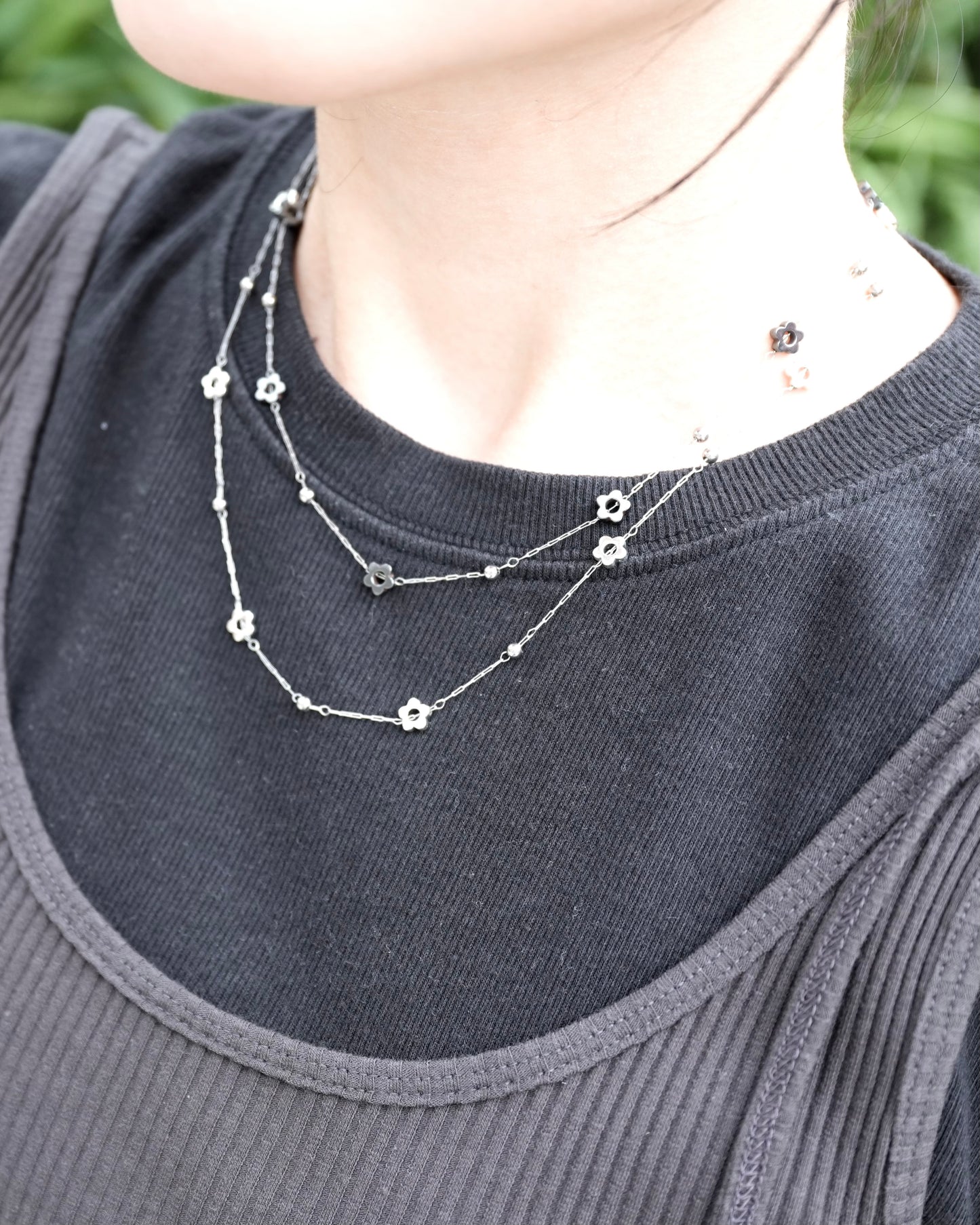 AC271- Mini Fafa Necklace | Silver | Black Silver