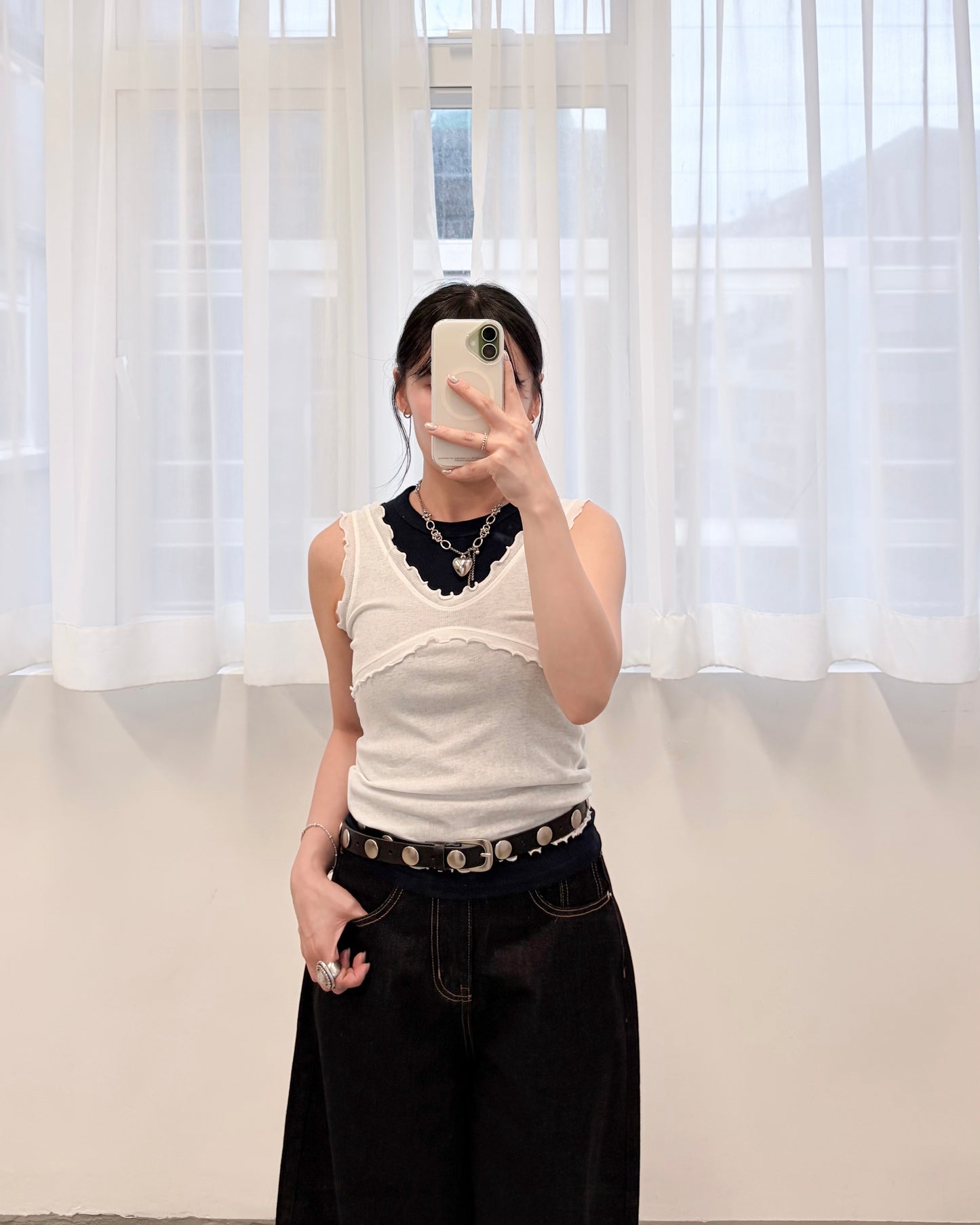 TP809- Ruffle V Neck Vest | White | Blue | Charcoal | Lime