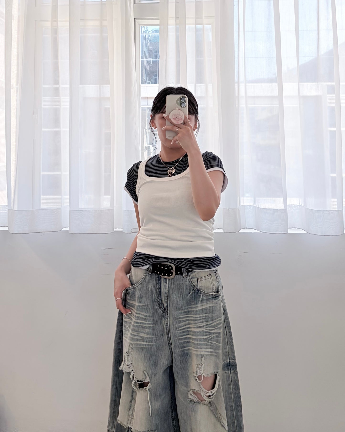 TP826- Square Neck Vest | White | Charcoal | Red