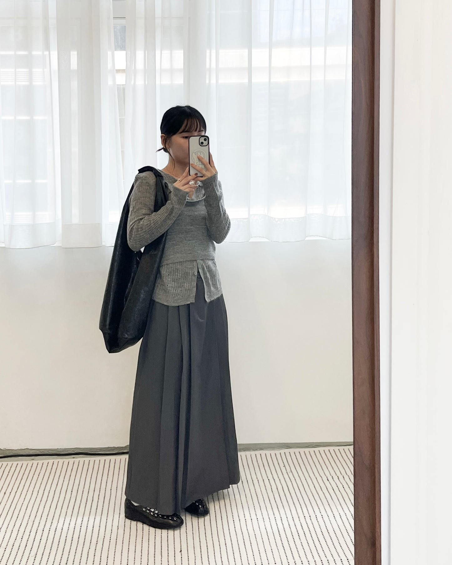 SK131- Pleated Skirt with Belt | Grey