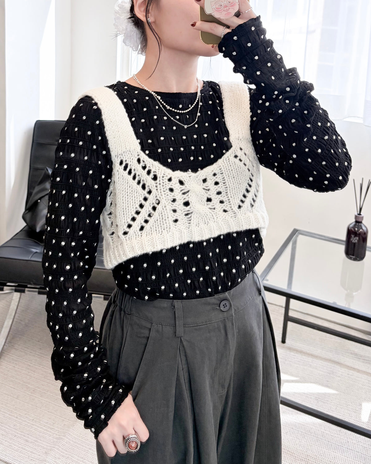 TP844- 2Way Openwork Bustier | Ivory | Brown