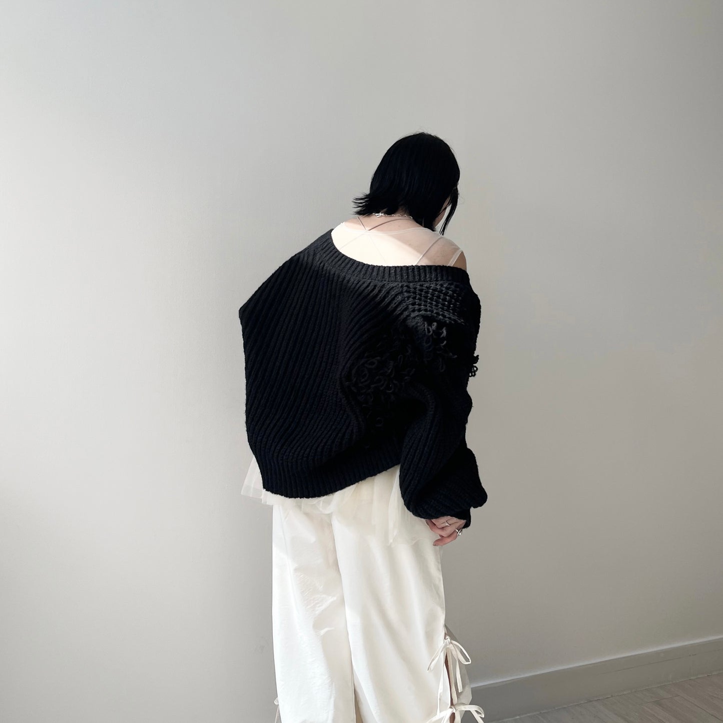 JK23-  Soso Sweater Cardigan | Ivory | Black