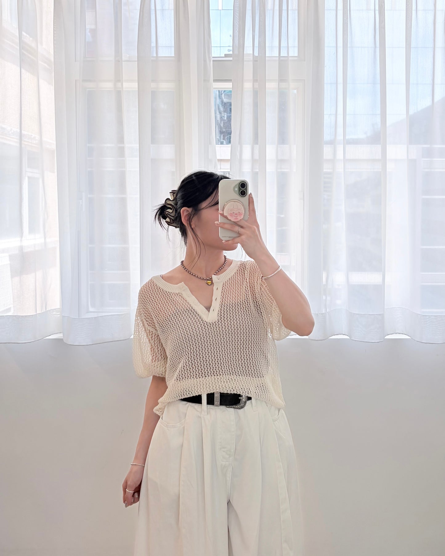 TP806- Knitwear Short Sleeve Top | Ivory | Black