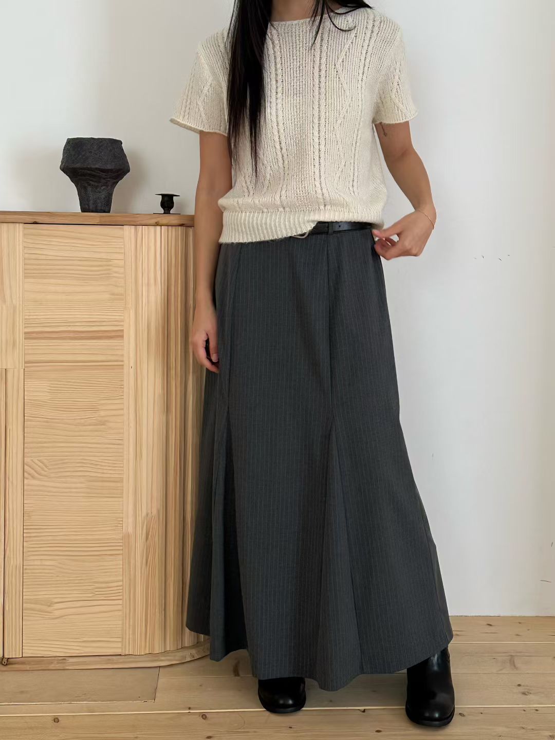 SK154- Stripe A-line Skirt ( S / M )