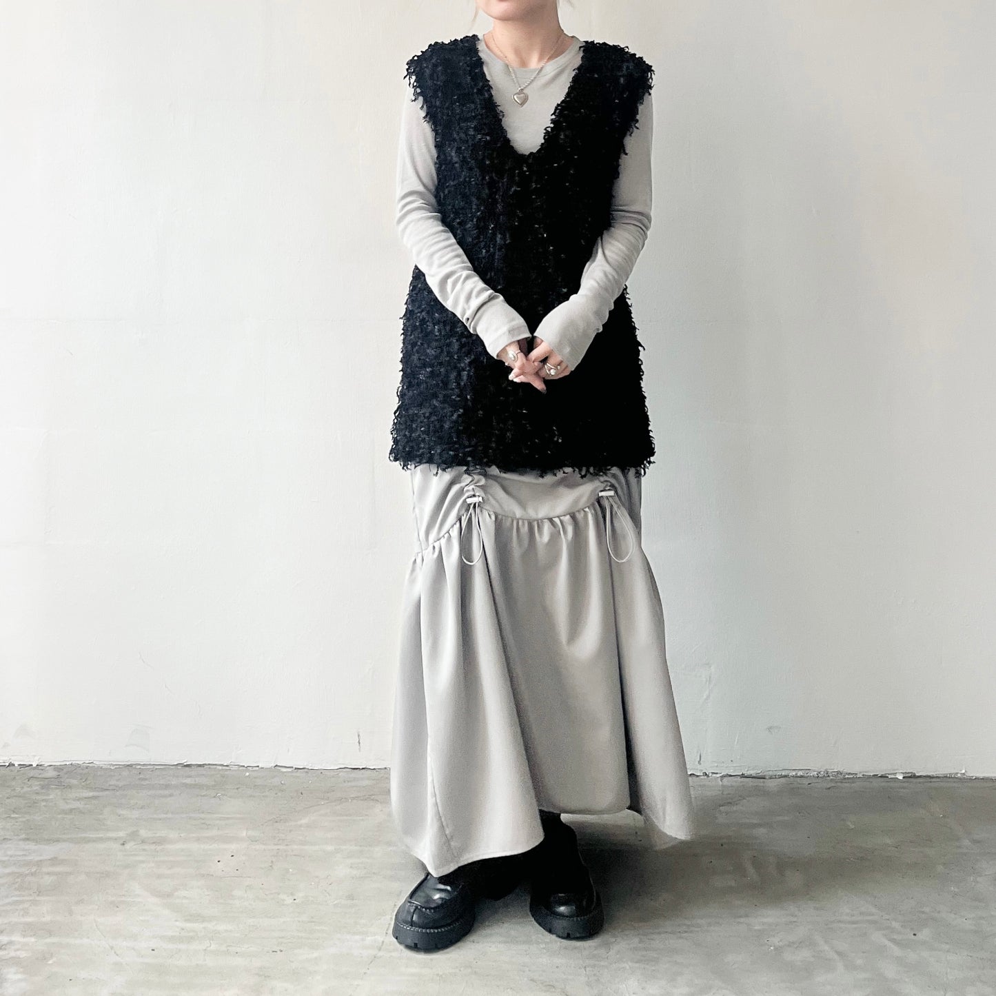 SK64- Drawstring Skirt | Ivory | Light Grey | Grey | Black