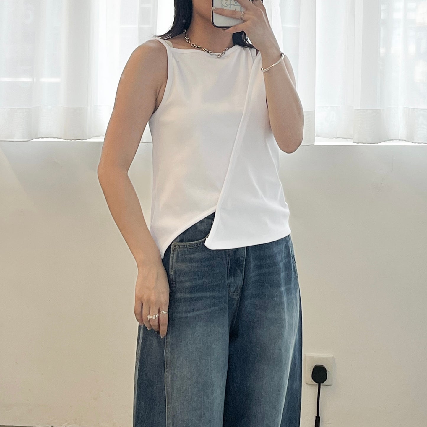 TP654- Cutting Vest Top | White  | Blue | Black