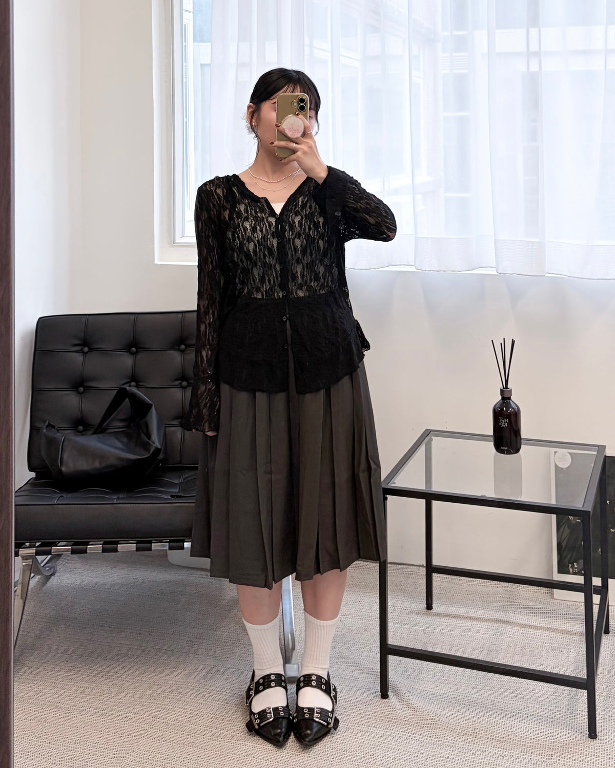 TP848- Lace Frill Cardigan | Ivory | Black